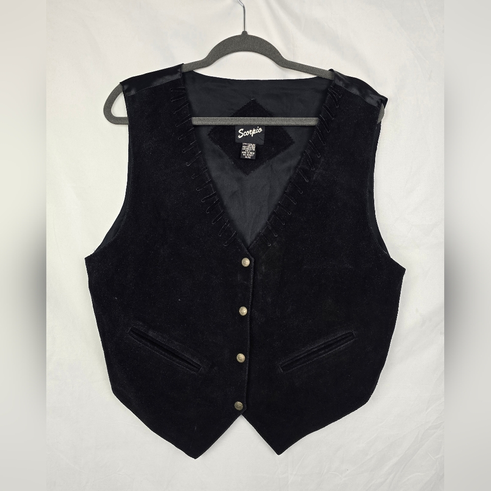 Scorpio Genuine Leather Suede Western Cowboy Rodeo Vintage Biker Vest sz XL